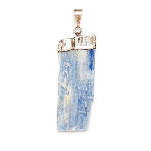 Natural Blue Kyanite Blade Crystal Silver Necklace Pendant Heal Gemstone Jewelry